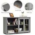 thumbnail image 7 of Safeplus 42" Compact Buffet Sideboard with Sliding Glass Doors and Adjustable Shelf for Dining Room, Living Room, 7 of 7