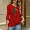 thumbnail image 4 of Bcresic Women's St Patrick's Day Shirt 3/4 Sleeve Tops Clover Shenanigans Tees Casual Round Neck Pullover Top Lucky Shamrock T-shirts 2026 Spring Summer Clothes B05-Red,XX-Large, 4 of 7
