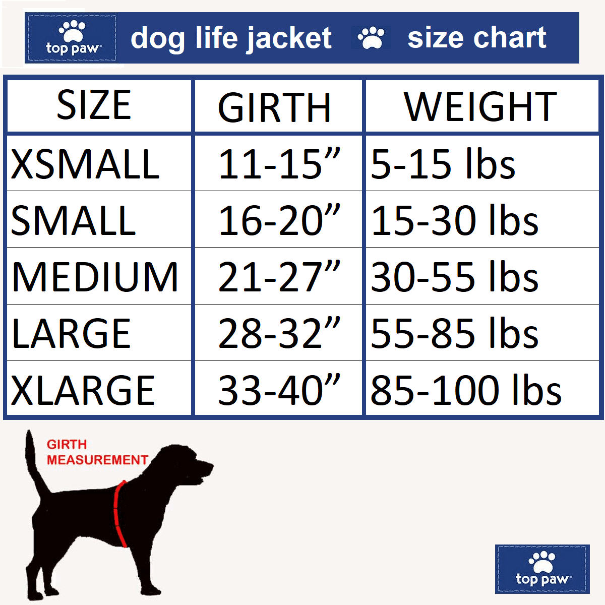 Top Paw Dog Life Jacket Reflective Adjustable for Water Safety