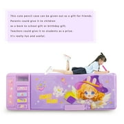 Ristpal Pop up Multi Function Pencil Case l(6-12), Cute Cartoon Pencil Box with Sharpener, Schedule, Whiteboard(Purple)