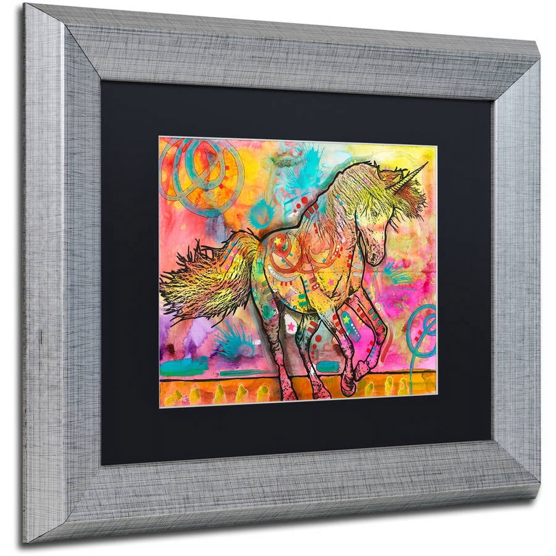 Trademark Fine Art "Unicorn" Canvas Art by Dean Russo, Black Matte, Silver Frame