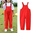 thumbnail image 5 of Breezora Girls Sleeveless Jumpsuit Playtime Overalls with Pockets Straight Leg Design for School Playground and Casual Outfit 140 Size Red, 5 of 8