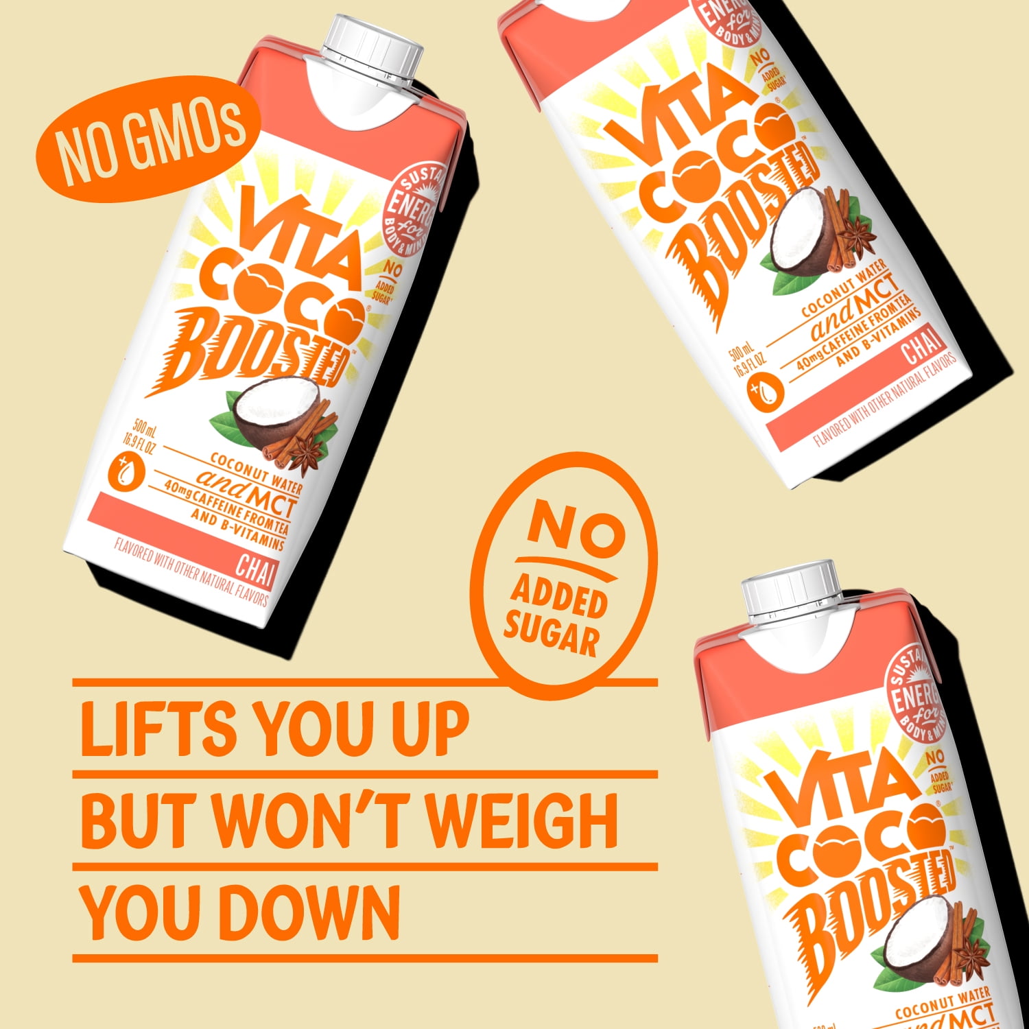 Vita Coco Boosted Coconut Water, Chai, 16.9oz Tetra