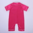 thumbnail image 6 of Baby Girl Romper Ice Silk Rompers Button Down Short Sleeve Satin Jumpsuit Baby Girl Onesies Hot Pink 12 Months-18 Months, 6 of 7