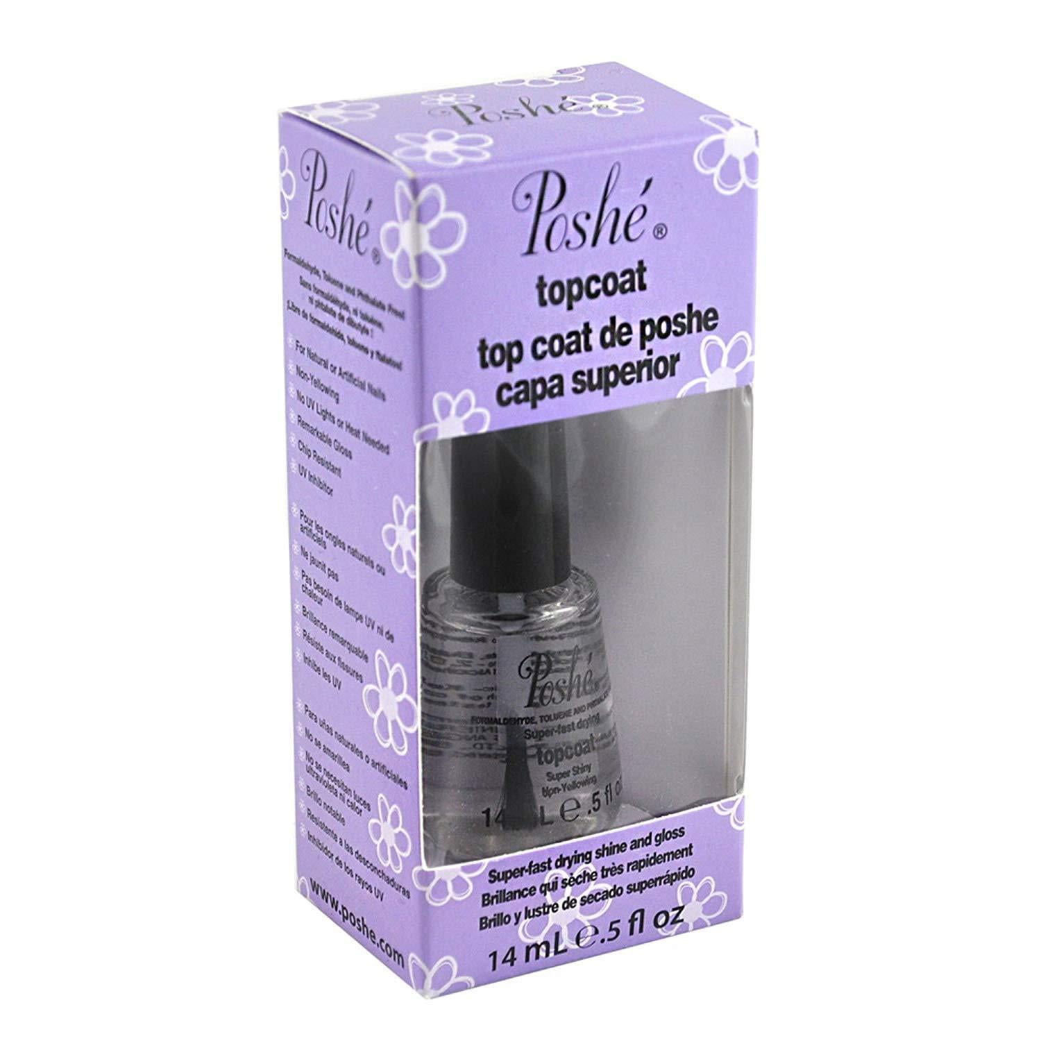 Lot 3 Poshe 0.5 OZ Super Fast Drying Top Coat Nail Polish Salon