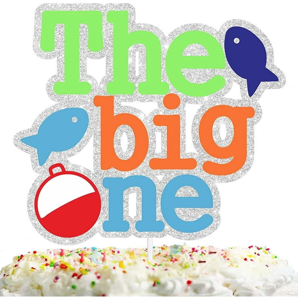 The Big One Cake Topper Fish Colorful Glitter O fish ally Theme Little  Fisherman Baby Shower Boys Girls Happy Birthday Party Decorations - - 
