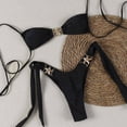 thumbnail image 2 of Bikini Sets for Women, Bikini Set, Bikinis Sets for Women, Cute Bikinis, Bikinis for Women 2 Piece Bikini Spaghetti Strap Swimsuits Solid Color Bathing Swimwear Triangle Bathing Suit, Black L, 2 of 3
