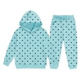thumbnail image 4 of RUTAYY Girls 2 Piece Outfit Long Sleeve Hoodie and Sweatpants Set Polka Dot Print Casual Daily Wear Light Blue, 4 of 4