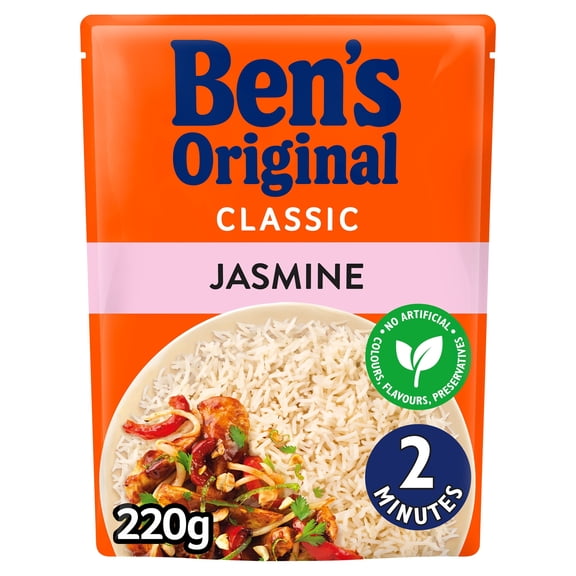 Ben's Original Jasmine Microwave Rice 220g, Imported from Britain