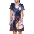 thumbnail image 1 of Balery Urban Style Colorful Dragon Vestidos sueltos de manga corta para mujer, vestidos de verano 2025, vestidos casuales de corte A con vuelo., 1 of 6