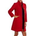 thumbnail image 4 of INSPIRAR CHIC Abrigo de invierno para mujer con cuello alto, cálido, de un solo botón, abrigo tipo guisante, 4 of 6