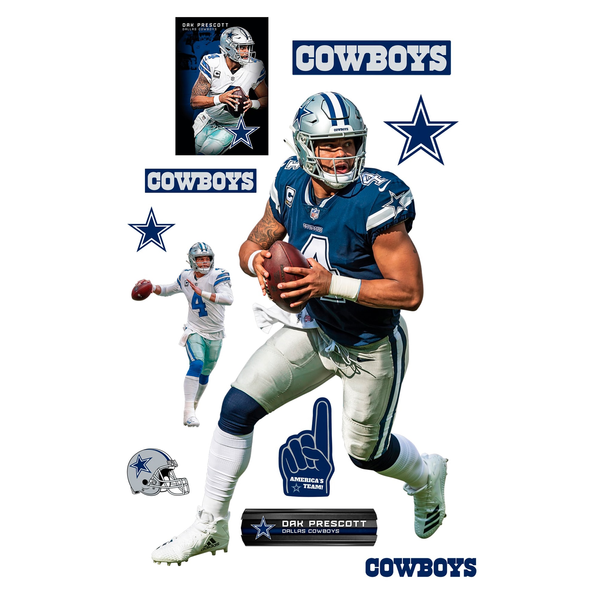 Dak Prescott Dallas Cowboys Fathead Away 12Pack LifeSize Removable