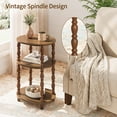 thumbnail image 4 of Maliowa 3-Tier Small Side Table, Oval End Table with Spindle Legs, Accent Night Stand with Storage Shelf for Living Room Bedroom Narrow Spaces, Walnut, 4 of 10