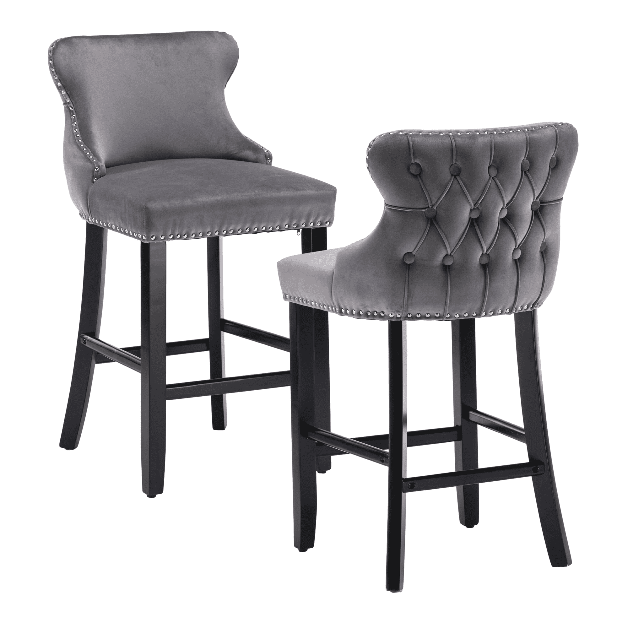 Velvet Counter Height Upholstered Barstools, Bar Stools Seat Height 27