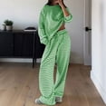 thumbnail image 2 of VISALY Valentine 's Day Pajamas for Women Striped Sleepwear Lounge Set Nightwear Pajamas Set Long Sleeve Pajama Set Comfortable Pjs Set Comfy Pajama Set Sleepwear Sets Pretty Pajamas Green S, 2 of 6