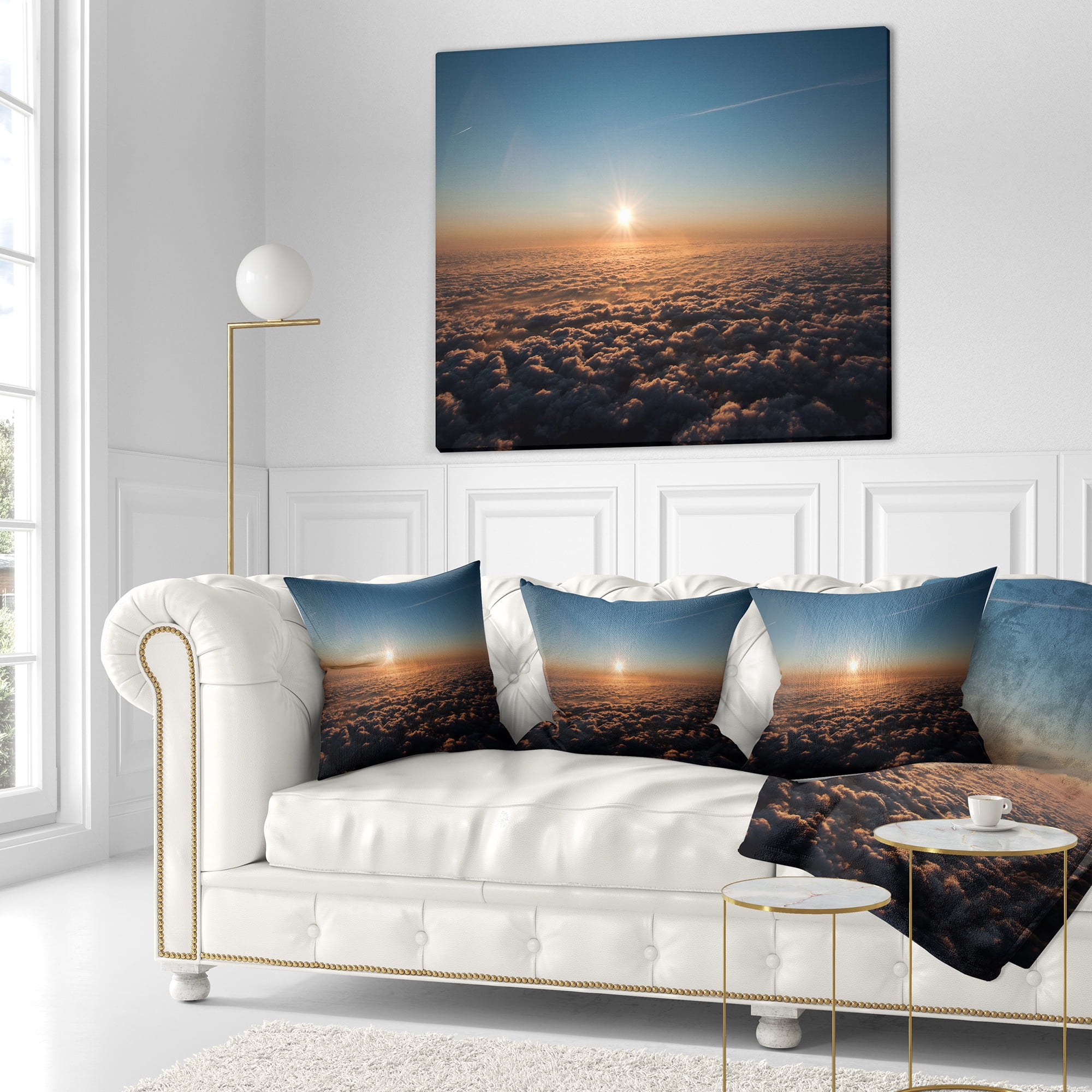 Designart Sunset above the Dark Clouds - Oversized Beach Throw Pillow - 18x18