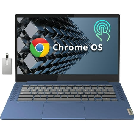 Lenovo IdeaPad Slim 3 Chromebook, 14″ FHD IPS Touchscreen Laptop, MediaTek Kompanio 520 Processor, 4GB RAM, 64GB eMMC, Webcam, Regular Keyboard, WiFi6, Chrome OS, Hotface 128GB USB Card