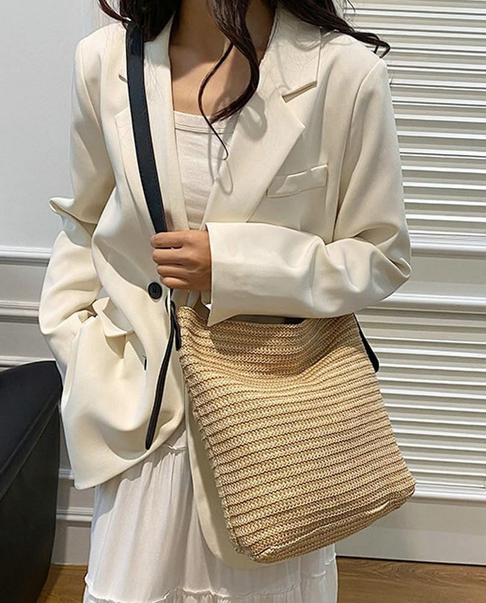 Zhengup Straw Tote Bag for Women Woven Shoulder Bag Large Crossbody Purse Summer Beach Handbag Top Handle Bag