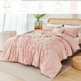 thumbnail image 5 of RYNGHIPY Jacquard Tufts Bedding Set Pink King 3 Pcs Farmhouse Style Geometric Solid Blush Comforter Set with Pillowcases Lightweight Microfiber (King, Pink), 5 of 9