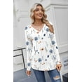 thumbnail image 3 of Zeagoo Cute Summer Boho Tops for Women V Neck Long Sleeve Blouses Floral Shirts Casual Tee Shirt, 3 of 4