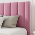 Allewie Queen Size Velvet Upholstered Bed Frame with Vertical Channel Tufted Headboard, Pink
