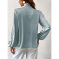 thumbnail image 2 of Cupshe Women's Satin Bow Tie Lantern Long Sleeve Blouses Shirts Top, Sizes XS-XL, 2 of 7