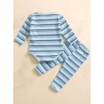thumbnail image 4 of WIBACKER Newborn Baby Girls Boys Clothes Outfit Stripe Long Sleeve Ribbed Knit Romper Pants Set Fall Winter, 4 of 9