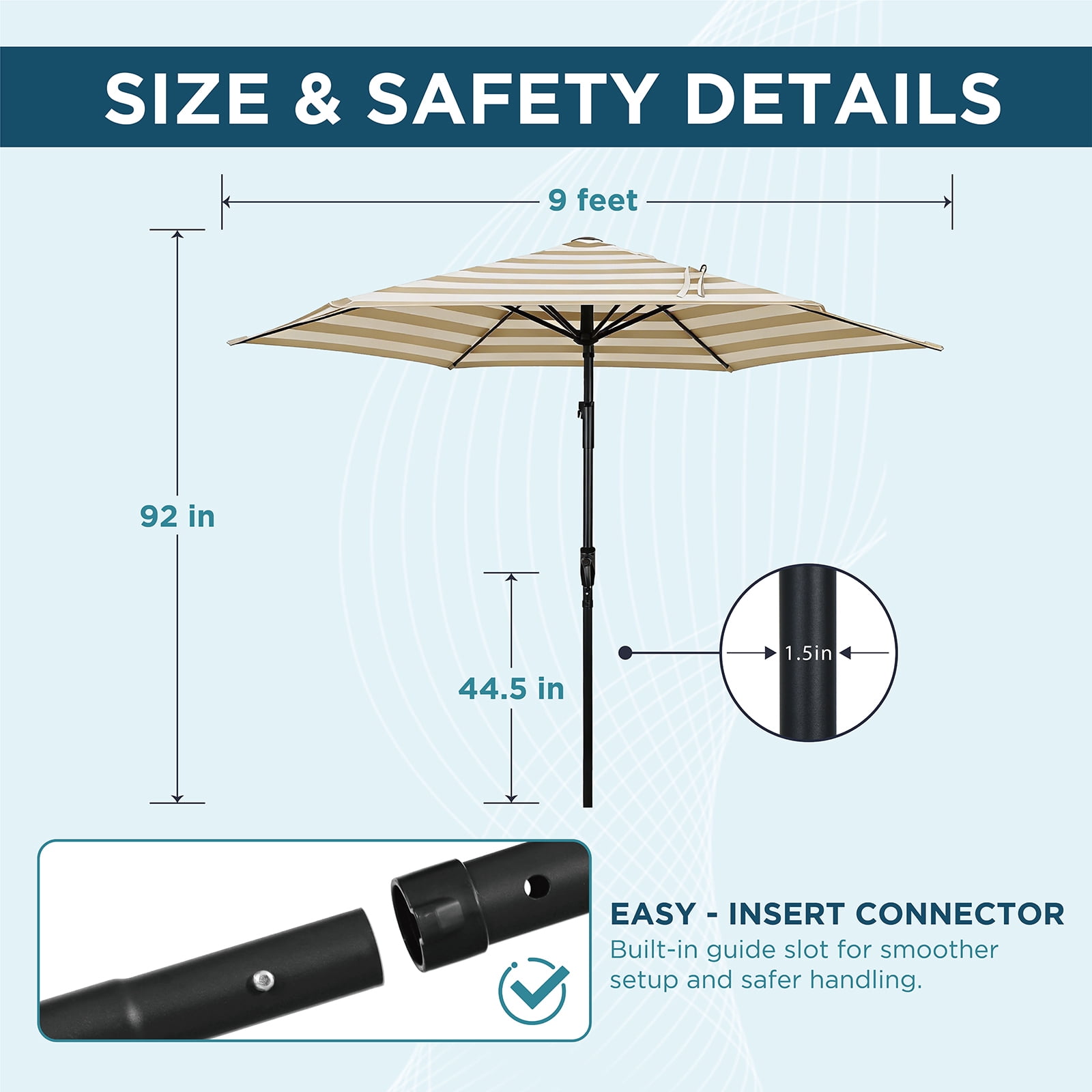 AE Outdoor 9FT Patio Umbrella Outdoor Table Umbrella with Easy Angle Adjustment & Crank Lift – Water Repellent & UV Protection Fade Resistant Canopy – Heavy Duty 6 Ribs for Wind Resistance