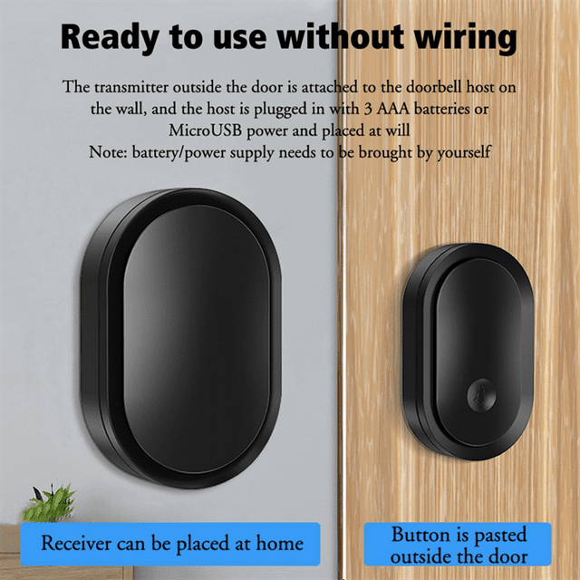 300M Wireless Doorbell Home Waterproof Battery Powered Smart Home Door Bell Chime Kit White