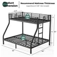 thumbnail image 2 of Netrum Twin XL over Queen Bunk Bed for Adults,Heavy Duty Metal Bunk Beds Frame with Wall Fastener Screws,Ladder & Full-Length Guardrail,Black, 2 of 11