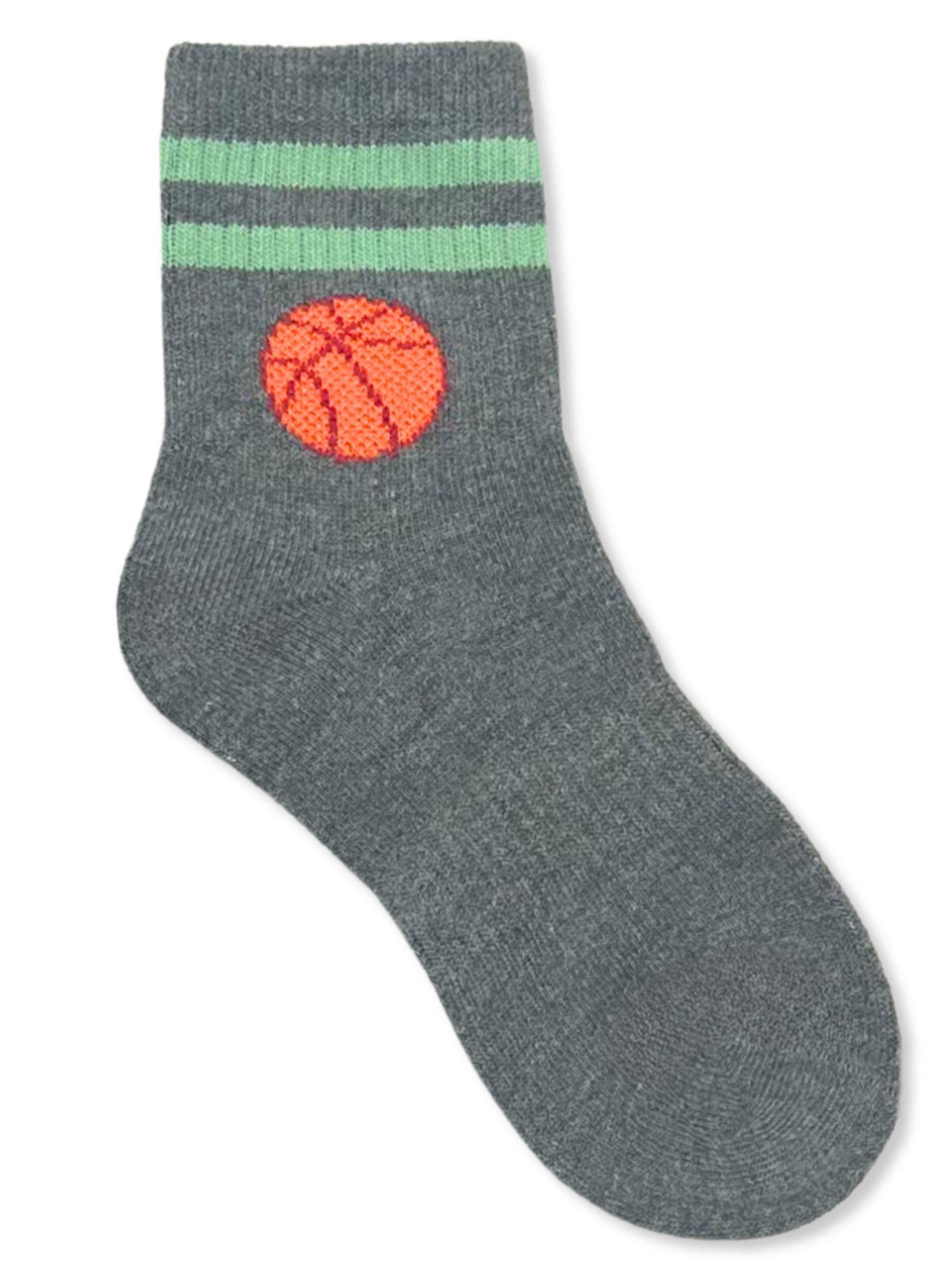 Wonder Nation Boys Sport Balls Mid-Crew Socks, 6-Pack, Sizes S-L