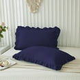 thumbnail image 2 of Ayanshi Bedding Ruffle Pillow Shams Queen Size Set of 2, 20X30 -Ruffled Fringe Design Pillow Cases Soft & Smooth - Unique Collection Pillow Covers 20X30 - Navy Blue, 2 of 7