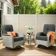 thumbnail image 6 of Vcatnet 9 Pieces Patio Furniture Sets with 42" Fire Pit Table, Outdoor Wicker Rattan Sectional Sofa, All Weather Conversation Set with Swivel Glider Chairs and Solar Powered Coffee Table, Black, 6 of 9