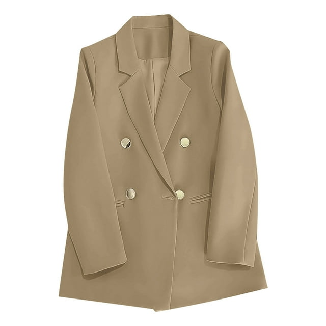 EQWLJWE Liquidation d'Économies d'Été! Blazer de Travail de Bureau pour Femmes à Col à Revers, Manches Longues, Double Bouton, Manteau Blazer Vestes