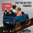 thumbnail image 4 of Ford F150 Raptor 24v 2 Seater Ride on Car for Kids, 4 Wheeler Electric Cars for Kids w/Remote Control, Toddler Ride on Toys w/ LED Lights, Bluetooth, Soft Start for Kids Girls Boys Ages 3-8, Blue, 4 of 10
