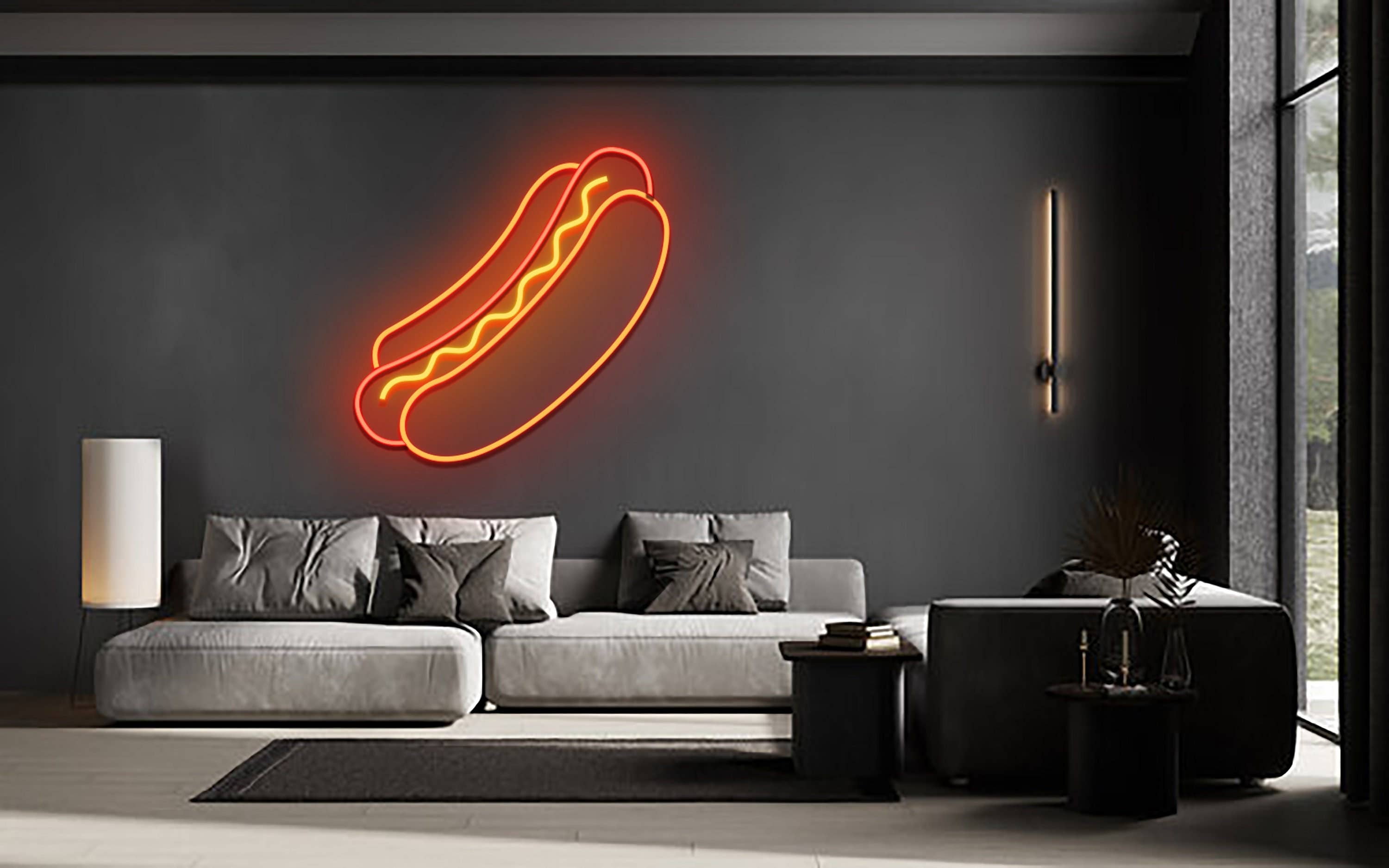 Hotdog Neon Sign, Fastfood Hotdog Store Wall Decor Signboard