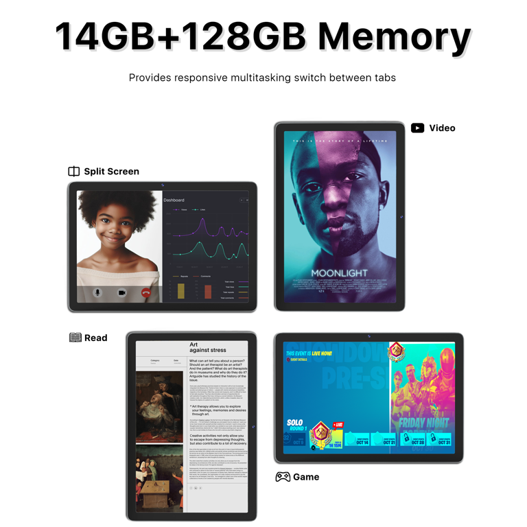 Tablet Biegedy B22 10 Pollici Android 14 – 20GB RAM 128GB ROM (Esp. 1TB) + Tastiera E Mouse 5G WiFi
