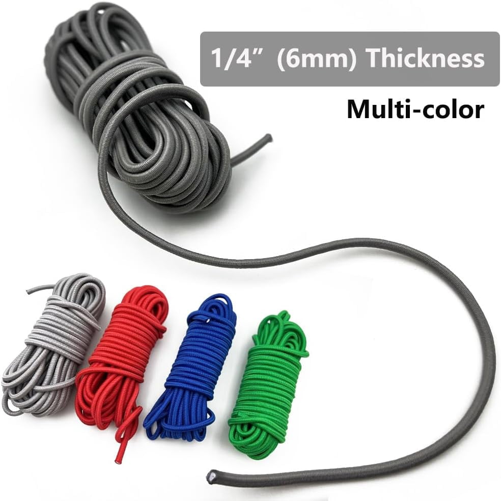MKEUDQ-1/4\u201d x 32.8ft Elastic Bungee Shock Cord, Heavy Duty Stretch String Elastic Thick Rope for Outdoor DIY Crafts Tie down - Red
