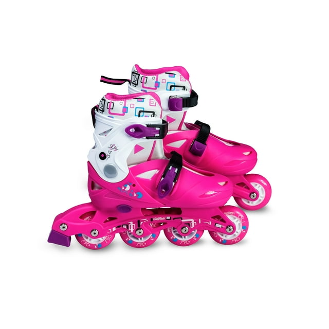 Combo patines con mochila y protecciones de regalo, modelo Junior rosa CH ajustable de la talla 19 a 21 Sweet Rocket Junior