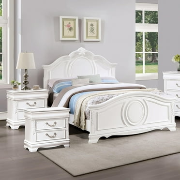 FOA Heyd 3-Piece White Solid Wood Bedroom Set - Twin   2 Nightstands