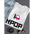 thumbnail image 3 of I Love K Pop Headphones Heart Graphic Women White T-Shirt, Female Large, 3 of 4