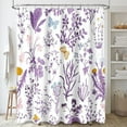 thumbnail image 3 of Dznils Rideau de Douche en Tissu à Motif Floral Violet, Rideau de Salle de Bain Imperméable avec 12 Crochets, 72 Pouces x 72 Pouces, 3 of 11