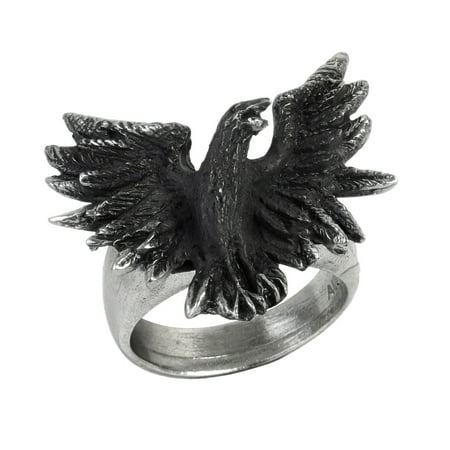 Alchemy Gothic R197W Flocking Raven Ring Size W - 11