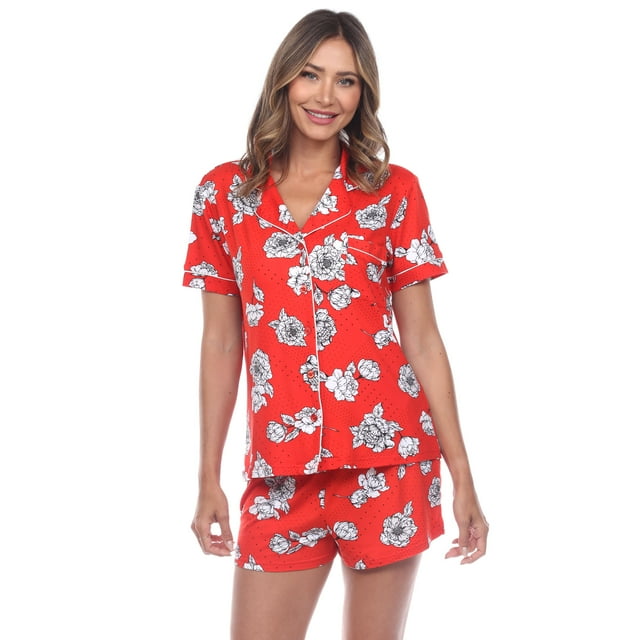 White Mark Ensemble de Pyjama Haut à Boutons et Shorts à Fleurs pour Femmes