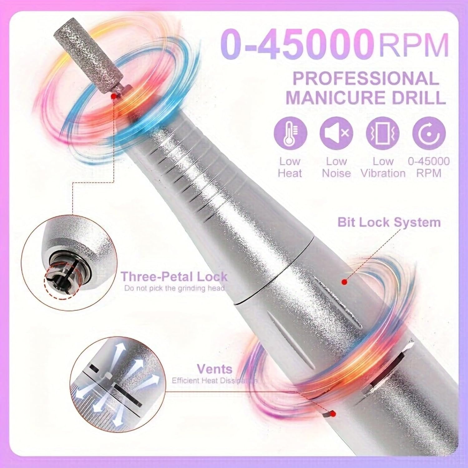 IDFINE Electric Nail Drill Professional 45000RPM, Rechargeable Nail Drill Kit Portable Electric Nail File for Acrylic Nails Gel Polishing Removing Nail Drill Machine for Manicure Salon Home