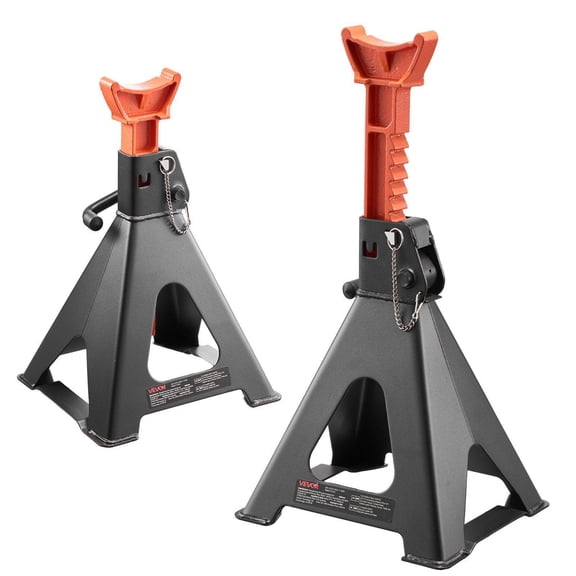 6 Ton 13000 lbs Heavy Duty Steel Jack Stands Adjustable Height 14.6 to 22.8 Inches Double Locking for Car SUV Truck RV 1 Pair Black Orange
