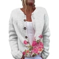 thumbnail image 1 of Christmas Sweaters for Women 2024 Cute Xmas Print Ugly Sweater Cardigans Fall Winter Vintage Button Down Knit Jacket, 1 of 4