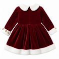 thumbnail image 4 of XINXIAOO Girls Santa Dress with Matching Hat Kids Girls Red Dress Holiday Cosplay Party Christmas Outfit, 2-Piece Set, 4 of 4