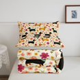thumbnail image 5 of Homewish Funny Dachshund Animal Queen Comforter Set,Vintage Floral Comforter Sets Queen,Yellow,Light Gray Reversible,3-Piece,1 Comforter and 2 Pillowcases, 5 of 7