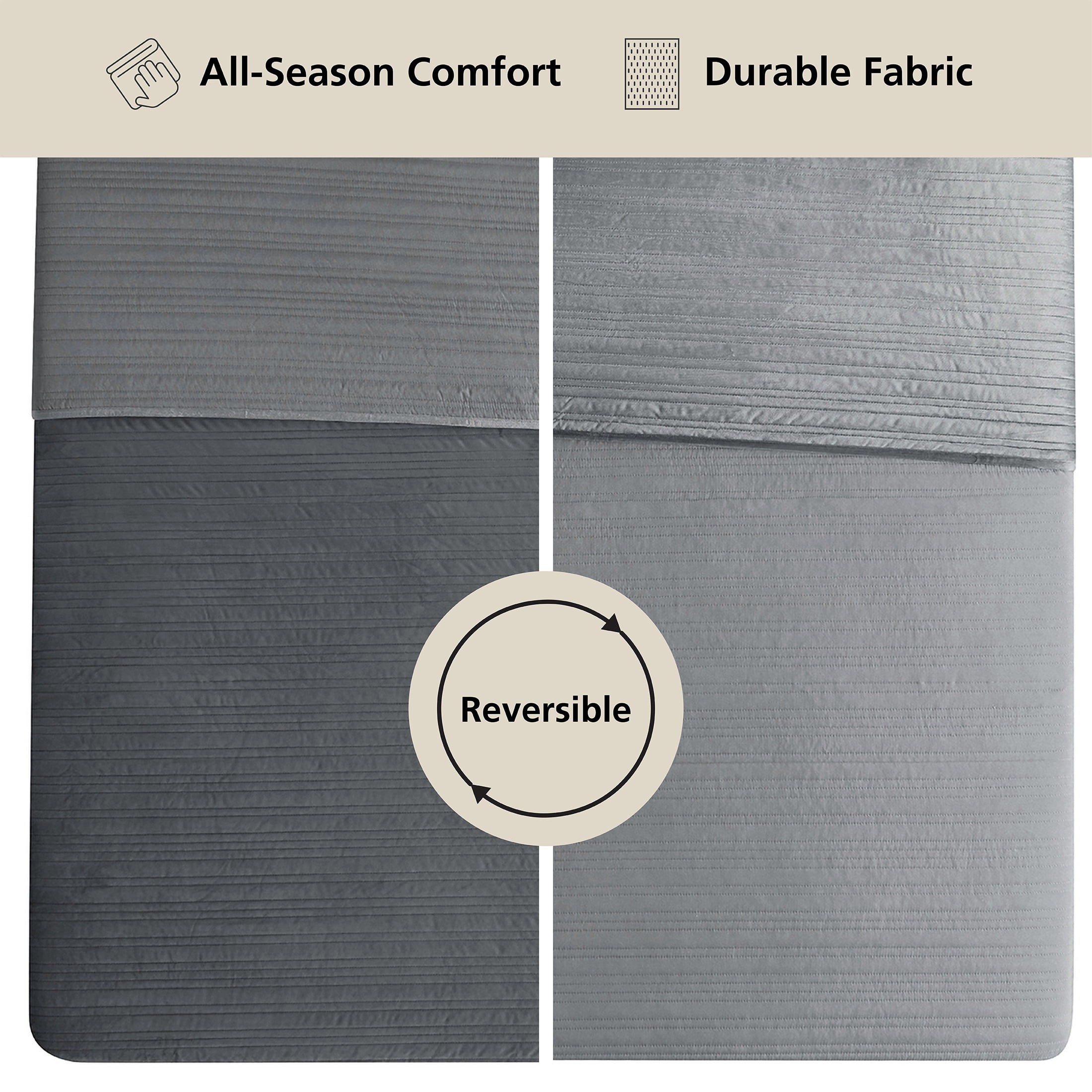 Mainstays Soft Velvet Quilt, King, Soothing Grey, Soft & Cozy Bedding